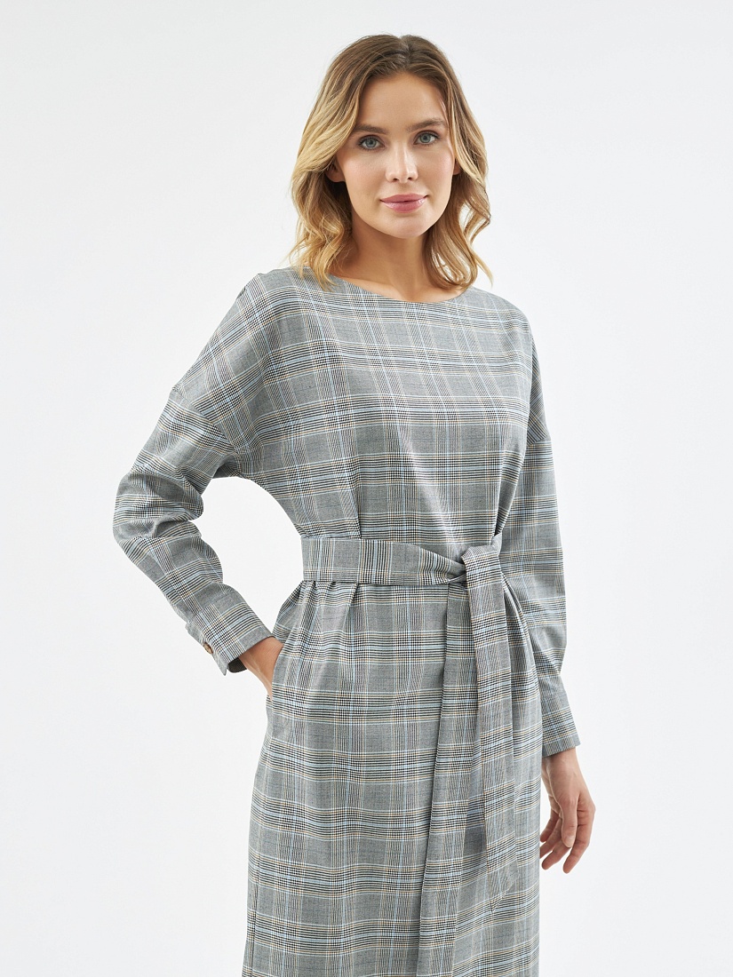 Платье в клетку из костюмной ткани POMPA арт.1135980bs0290