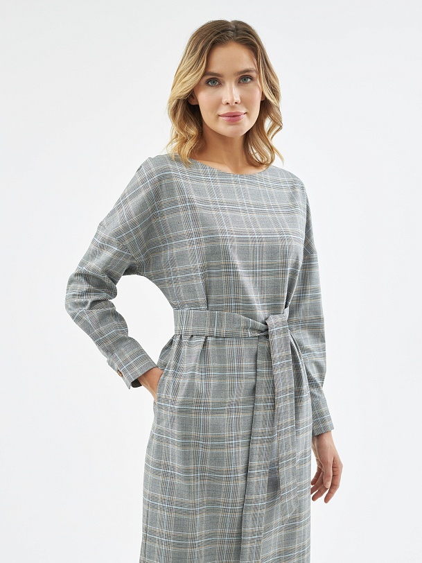 Платье в клетку из костюмной ткани