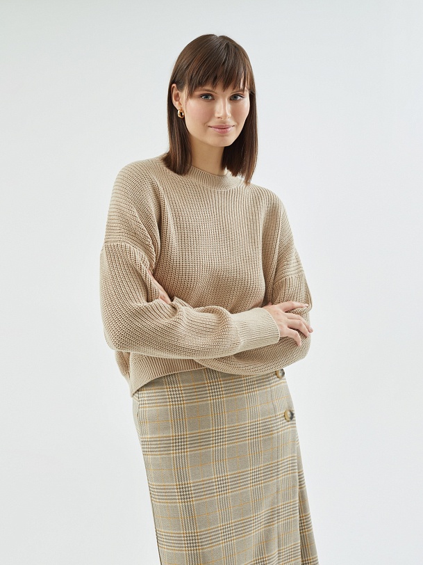 Вязаный джемпер из хлопкого трикотажа