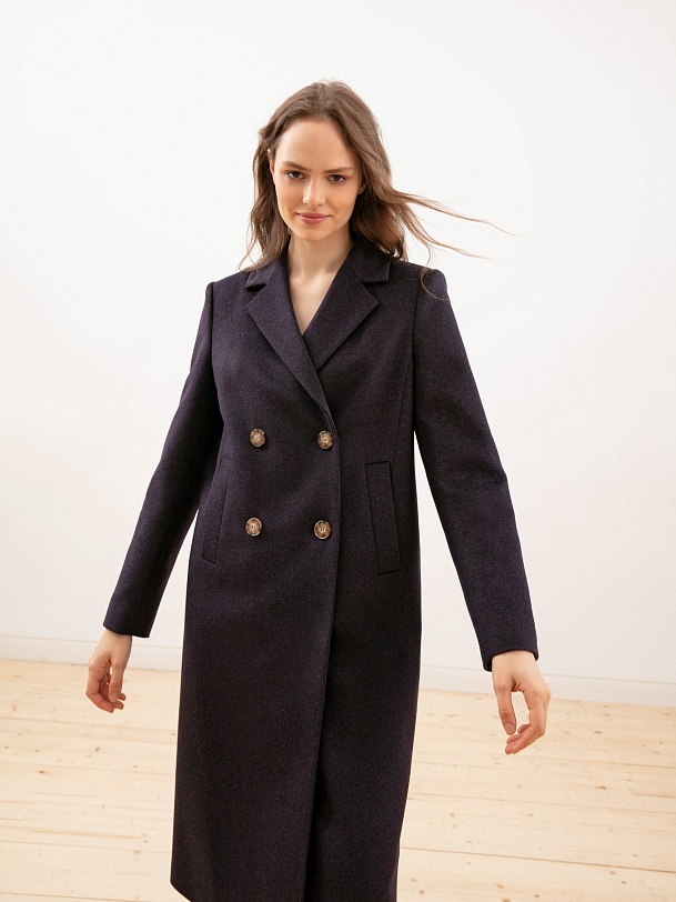 Двубортное шерстяное пальто с мембраной