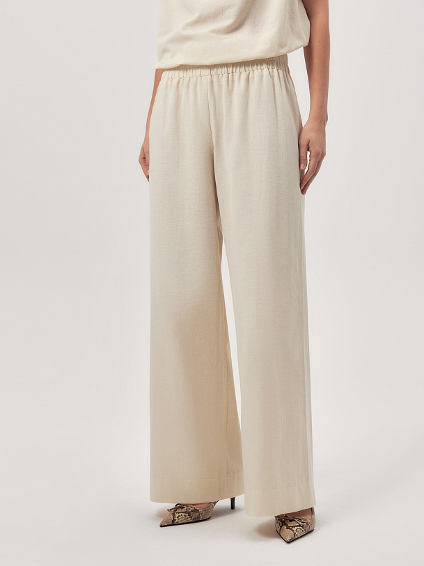 Широкие брюки из смесовой хлопковой ткани