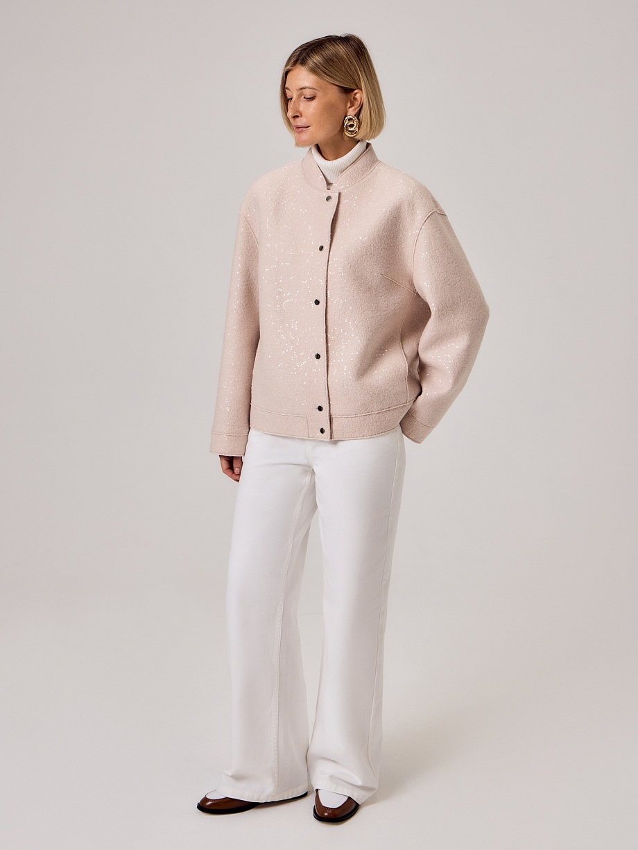 Куртка-бомбер из шерсти с пайетками