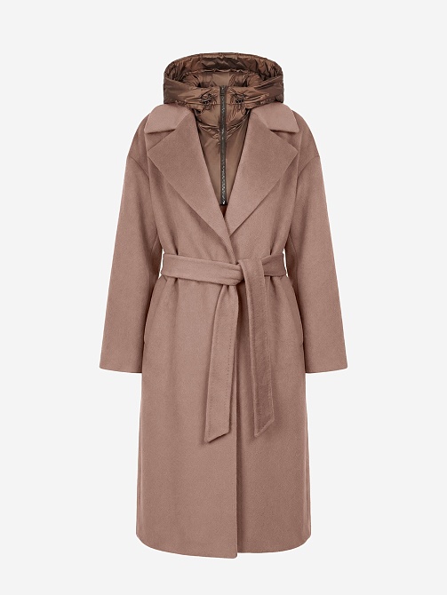 Пальто из премиальной шерсти с мембраной и съёмным капюшоном
