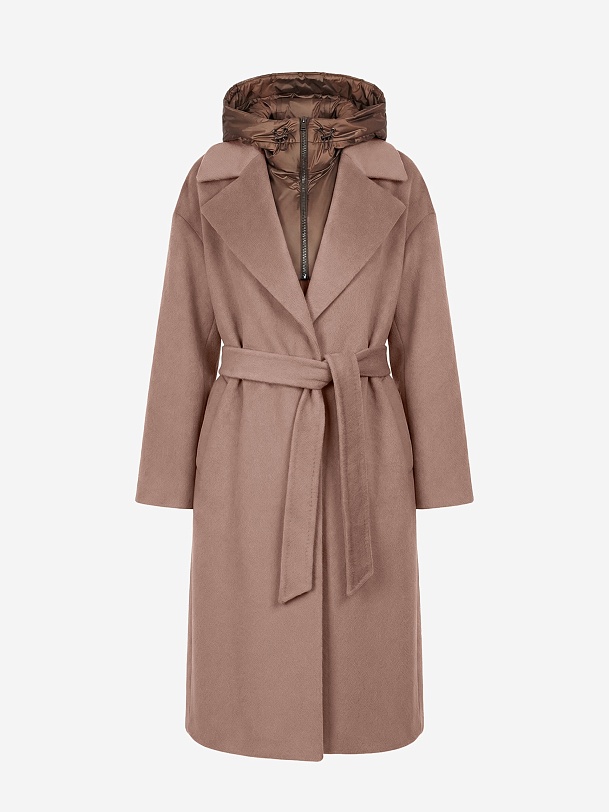 Пальто из премиальной шерсти с мембраной и съёмным капюшоном