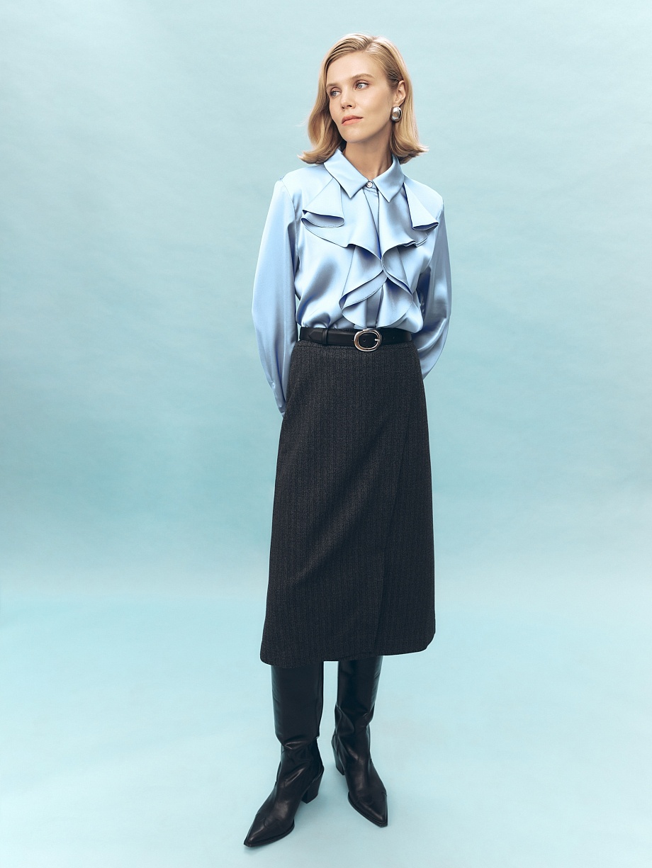 Юбка на запах из костюмного трикотажа