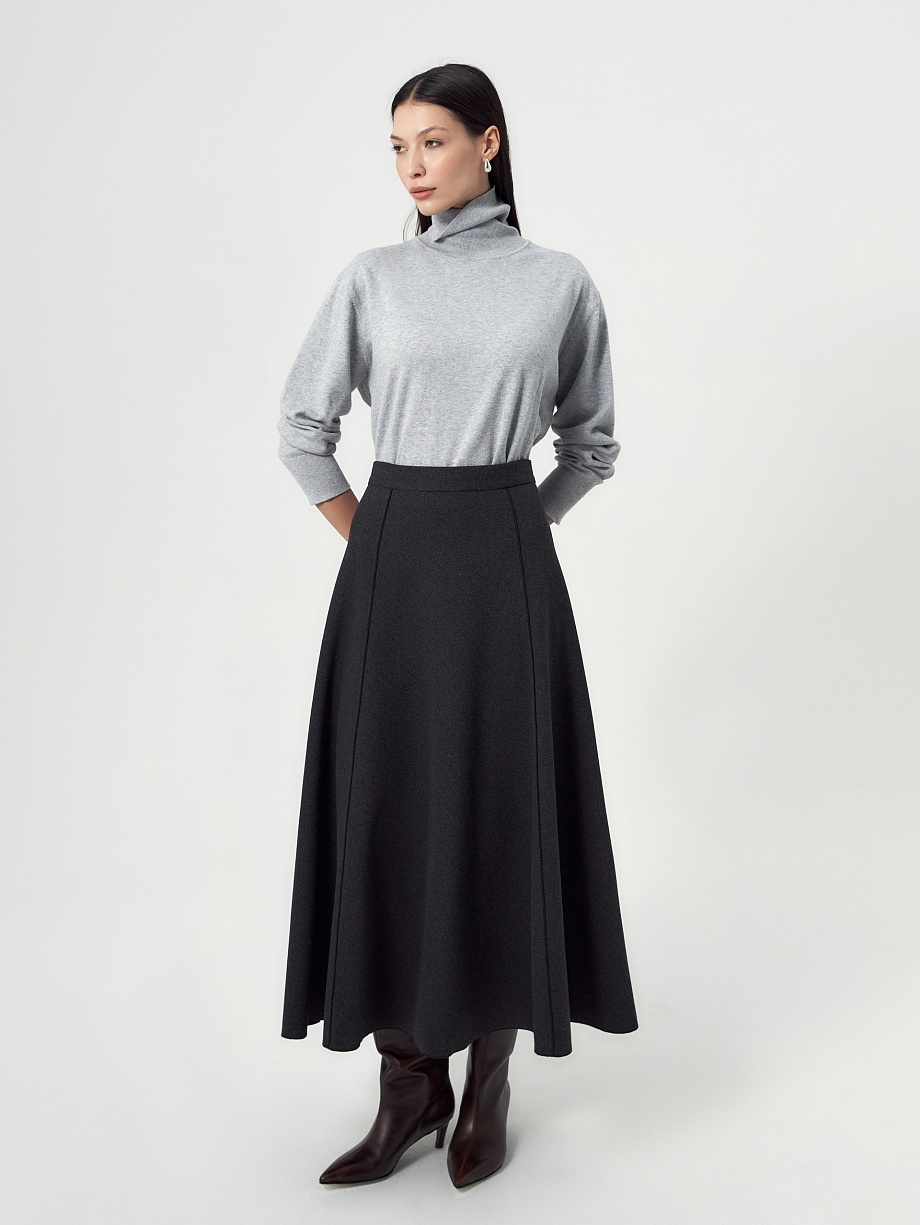 Юбка-трапеция с открытыми срезами