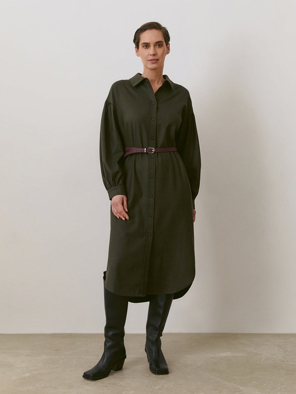 Платье-рубашка цвета хаки