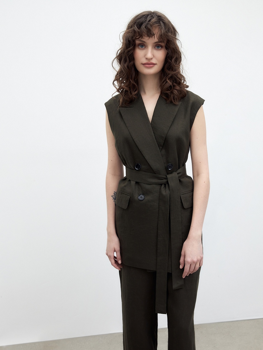 Удлинённый жилет из 100% льна