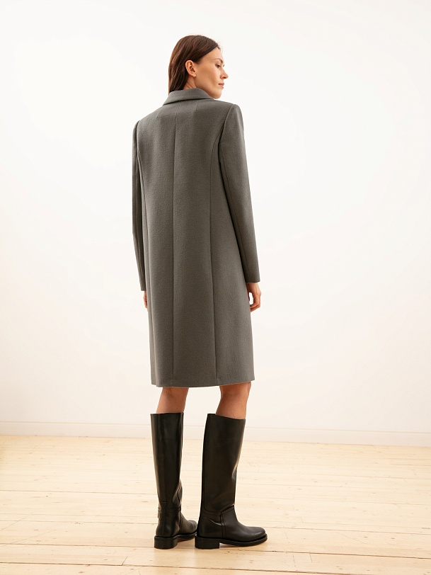 Двубортное шерстяное пальто с мембраной