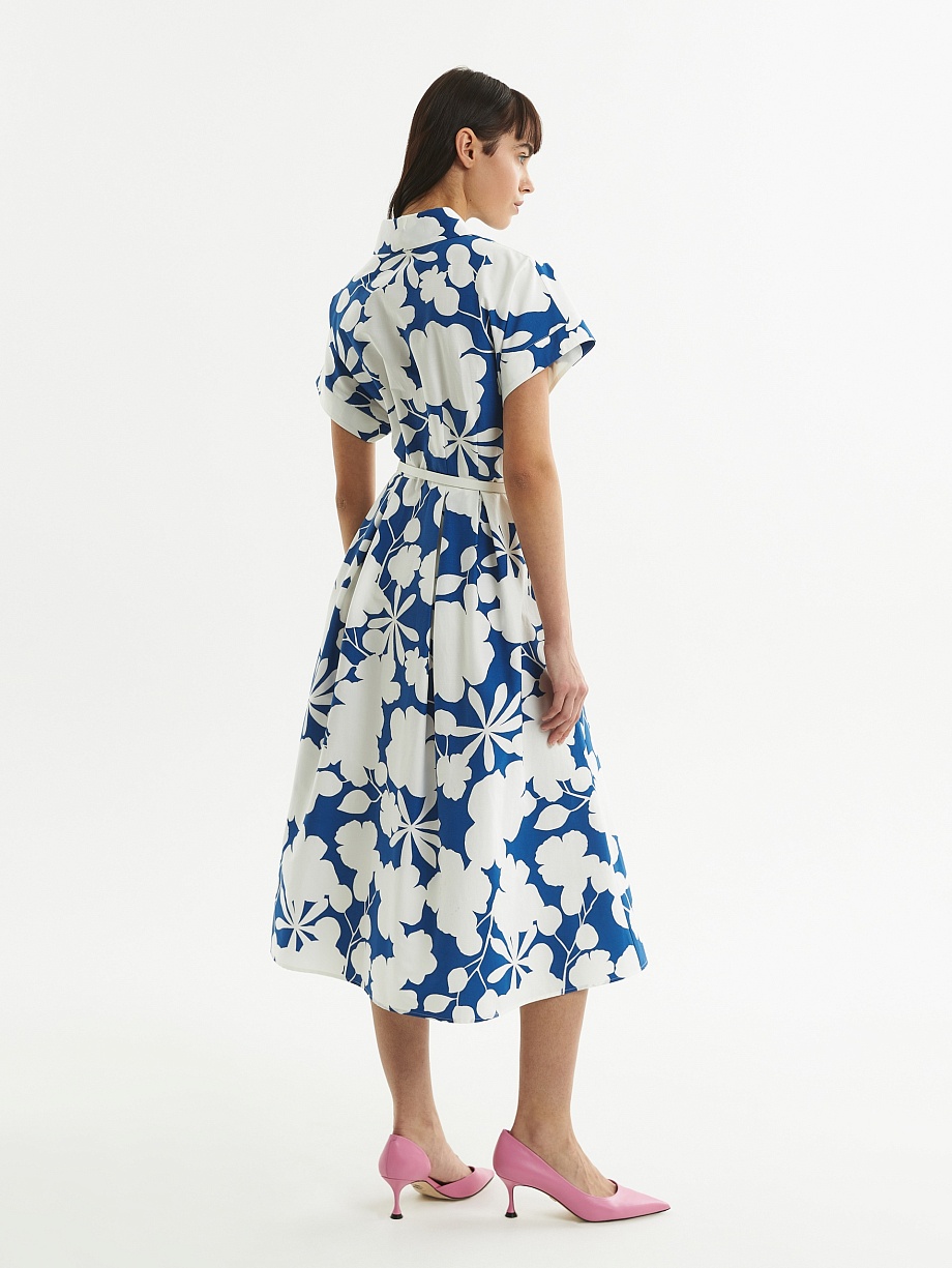 Хлопковое платье-рубашка с поясом