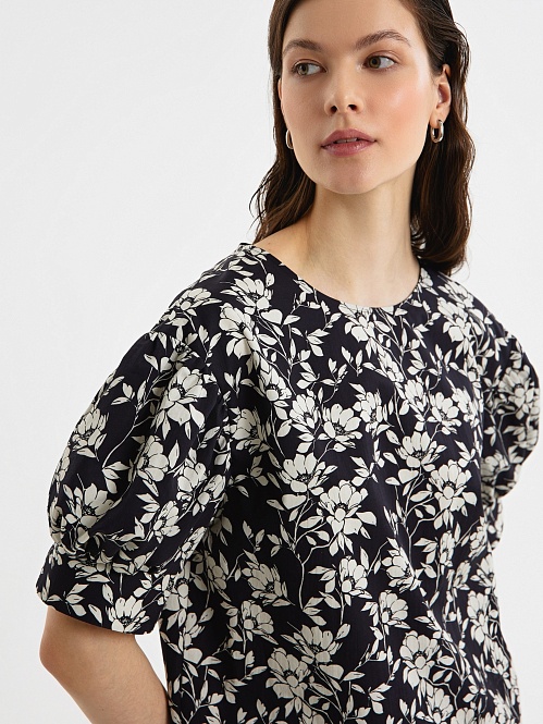 Свободная блуза из 100% хлопка в цветочном принте POMPA