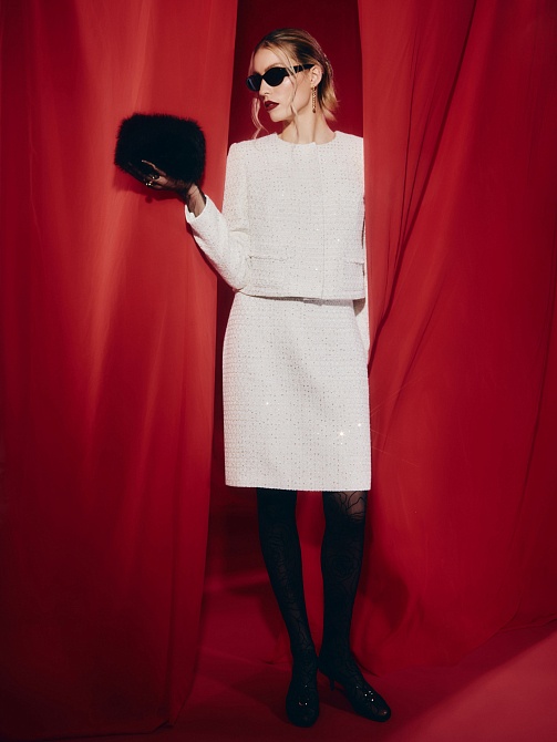 Юбка из твида с пайетками