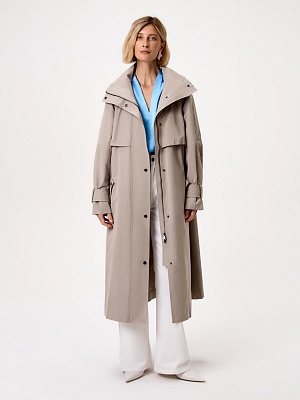 Непромокаемый хлопковый плащ с высоким воротником