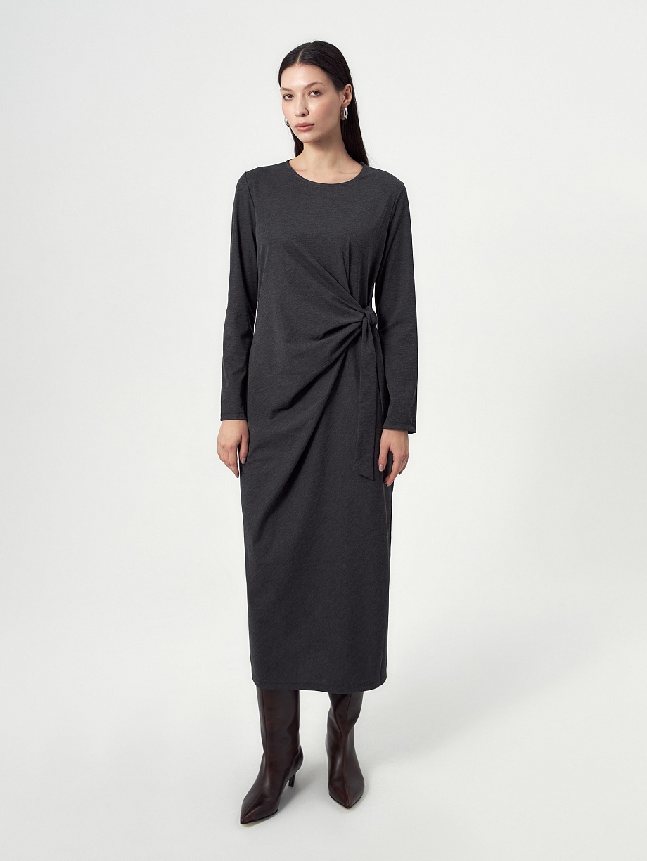 Платье-миди из вискозного трикотажа