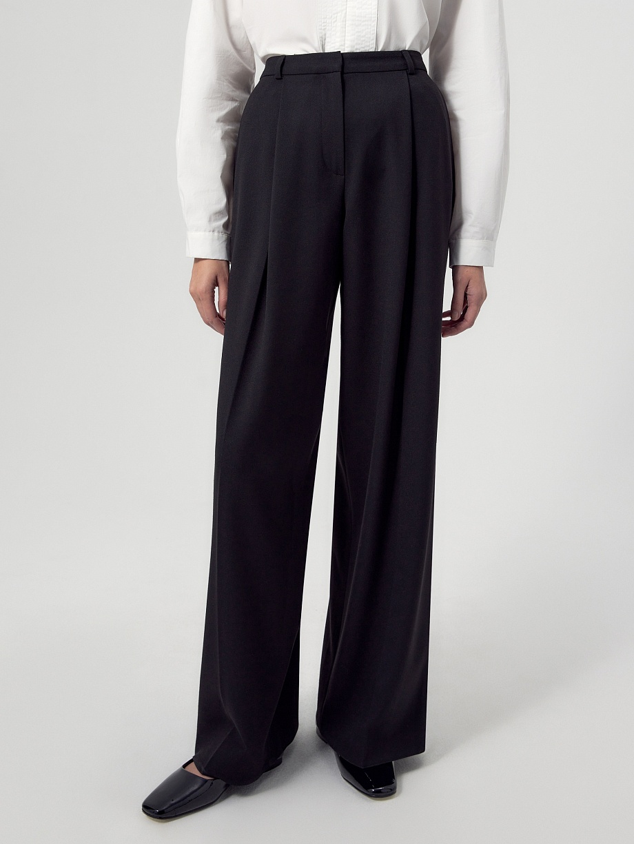 Брюки широкие из костюмной ткани