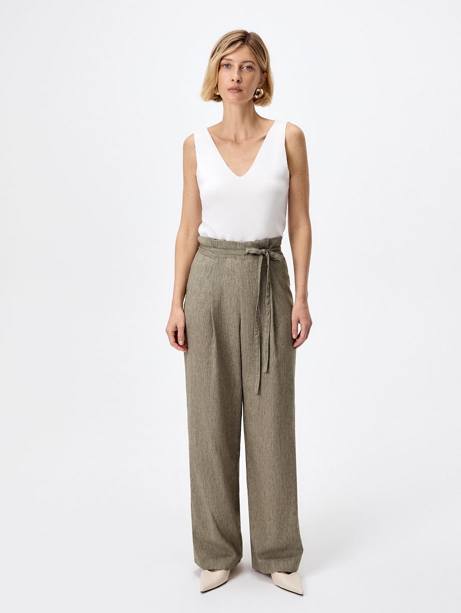 Летние брюки-палаццо на завязках