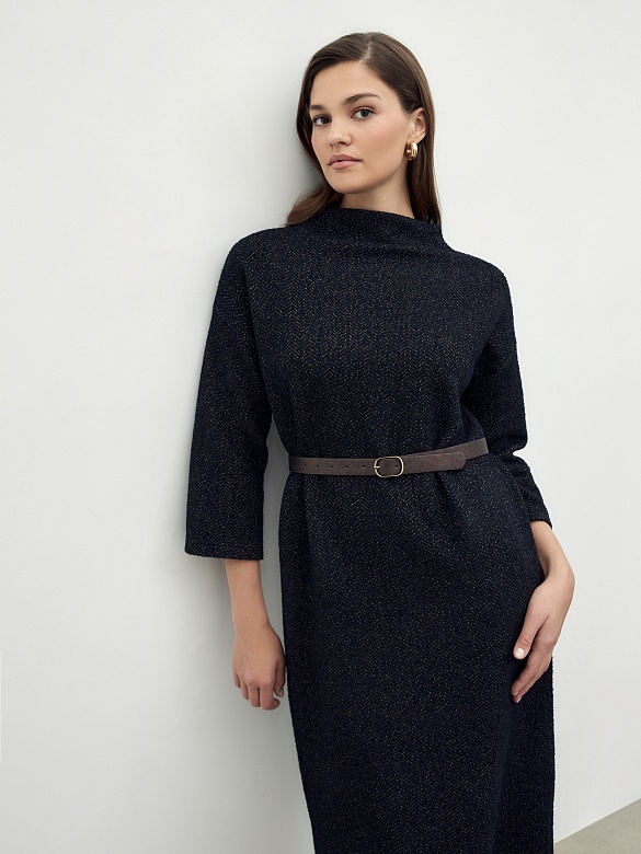 Платье из фактурного трикотажа с воротником-стойка POMPA арт.1164337jr0890