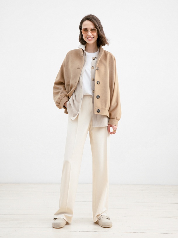 Укороченное пальто-жакет шерстяное