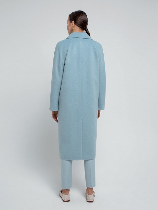 Двубортное шерстяное пальто силуэта удлиненный кокон