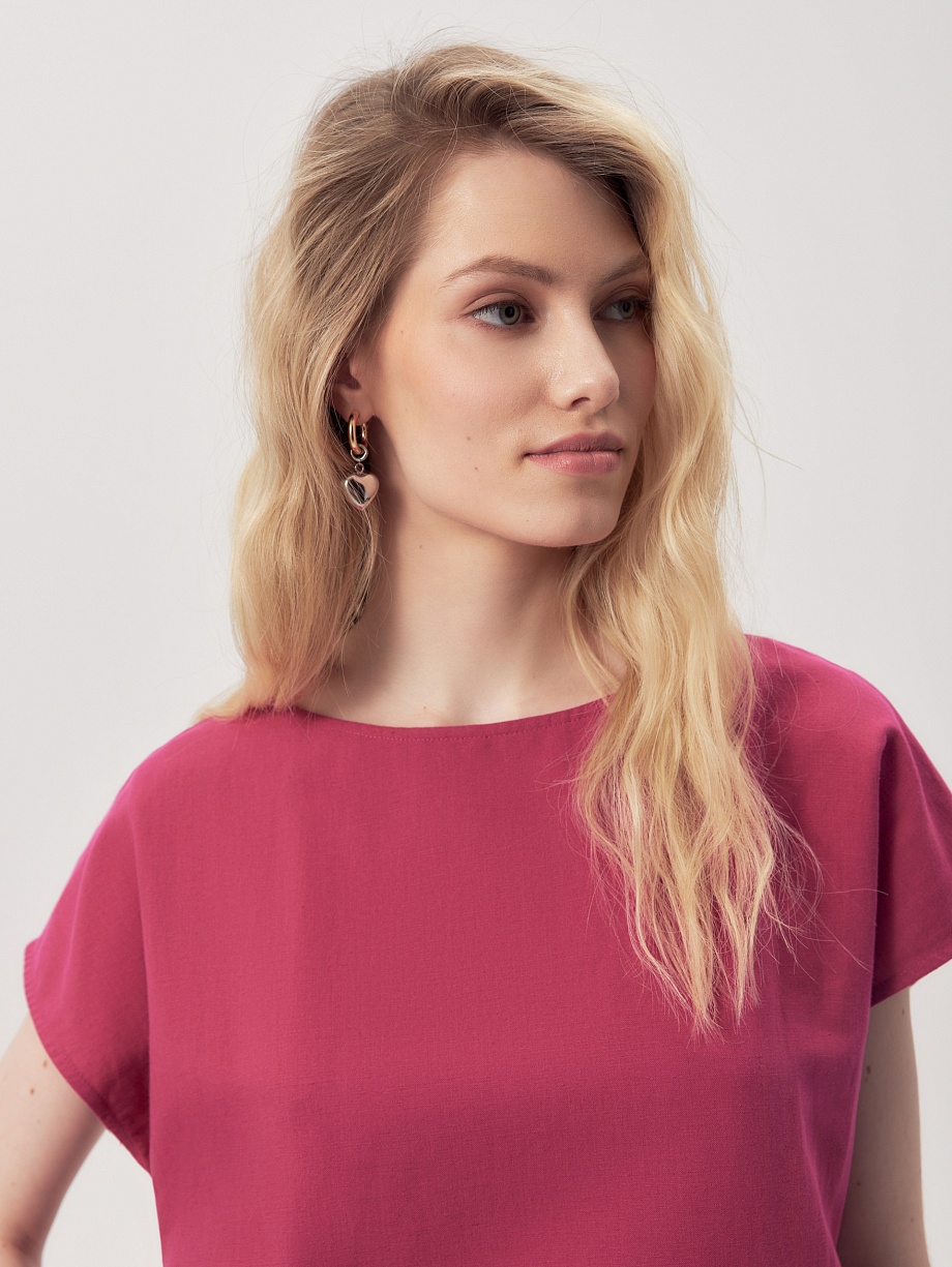 Платье из льна и хлопка с пуговицами на спине