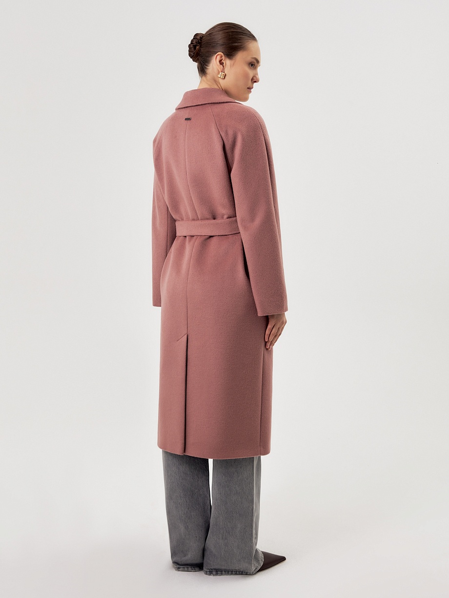 Двубортное шерстяное пальто силуэта удлиненый кокон