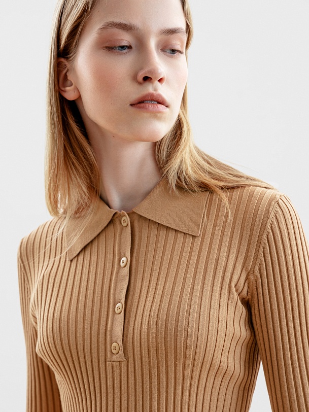 Джемпер-поло из вискозного трикотажа