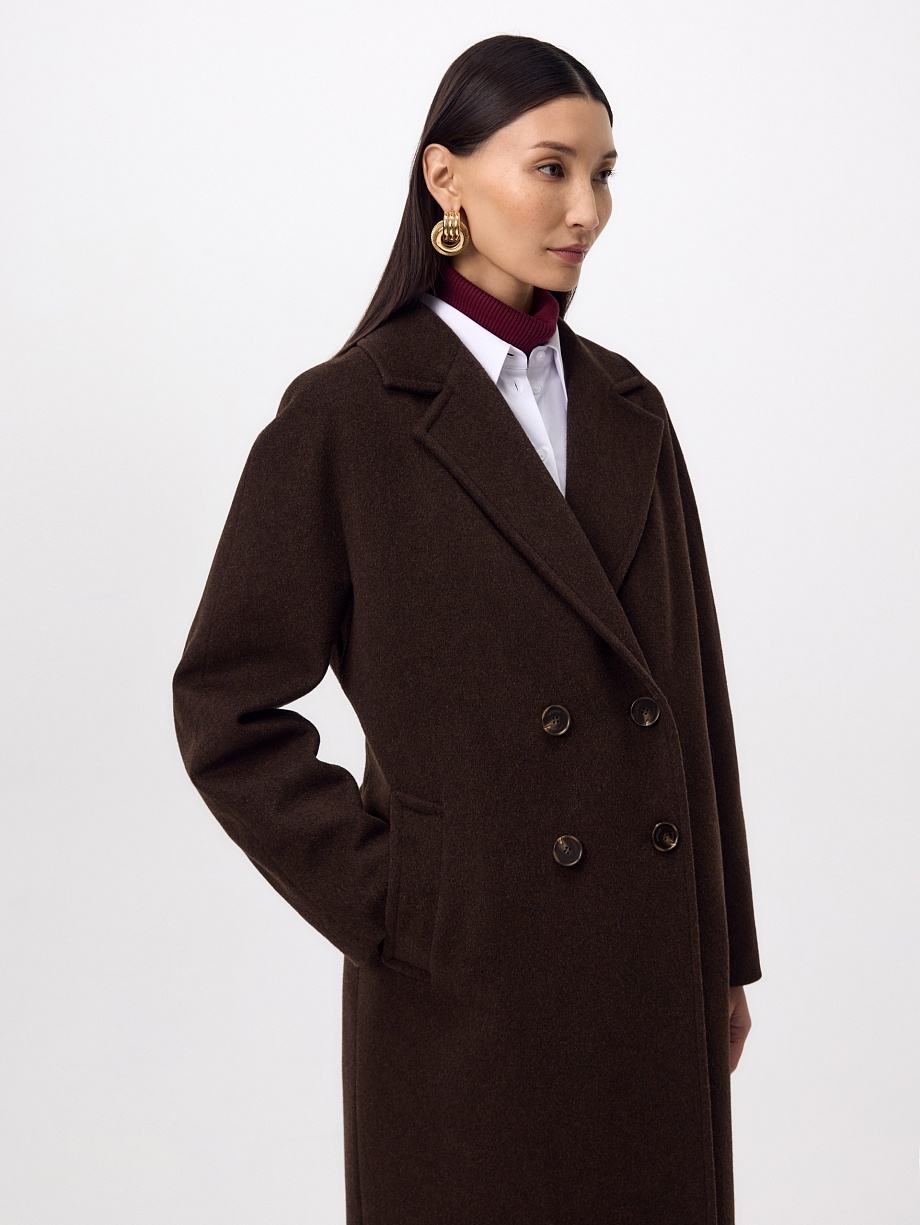 Пальто из шерсти с мембраной, утеплённой спинкой и съёмным капюшоном