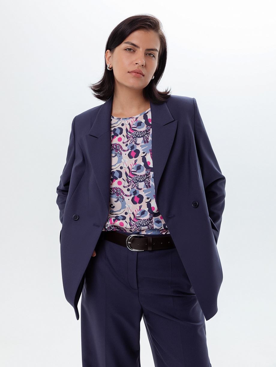 Классический удлиненный двубортный жакет