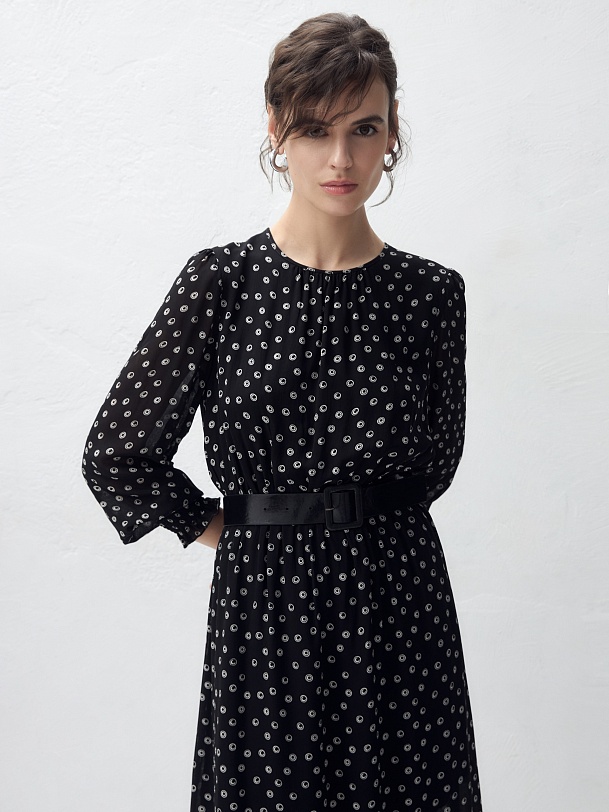 Прямое платье из принтованной вискозной ткани