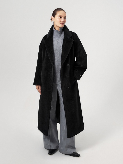 Пальто из шерсти Альпака Беби Сури с мембраной и утеплённой спинкой