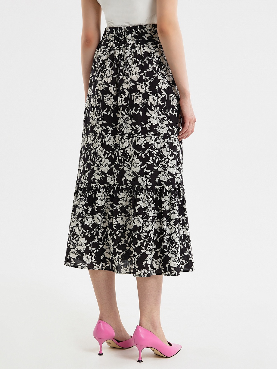Юбка-колокол из хлопка в цветочном принте