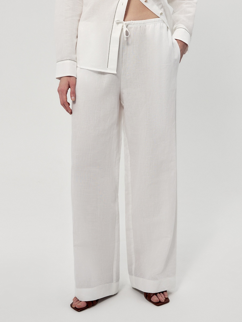 Широкие брюки из хлопка и льна