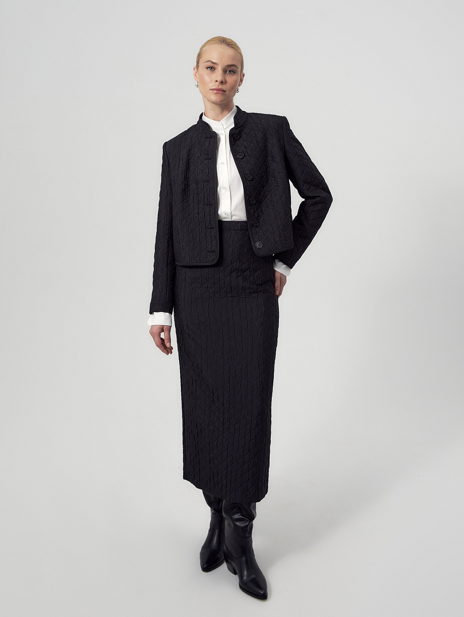 Стеганая юбка-миди