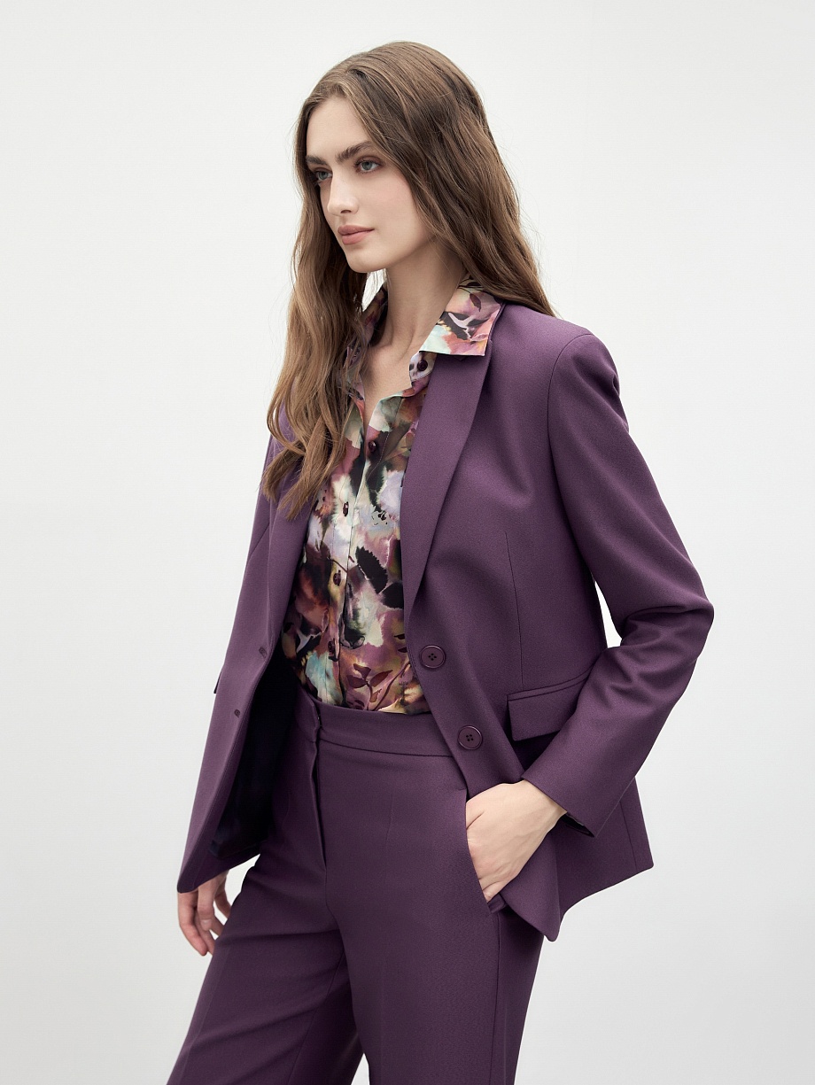 Прямой однобортный удлиненный жакет 