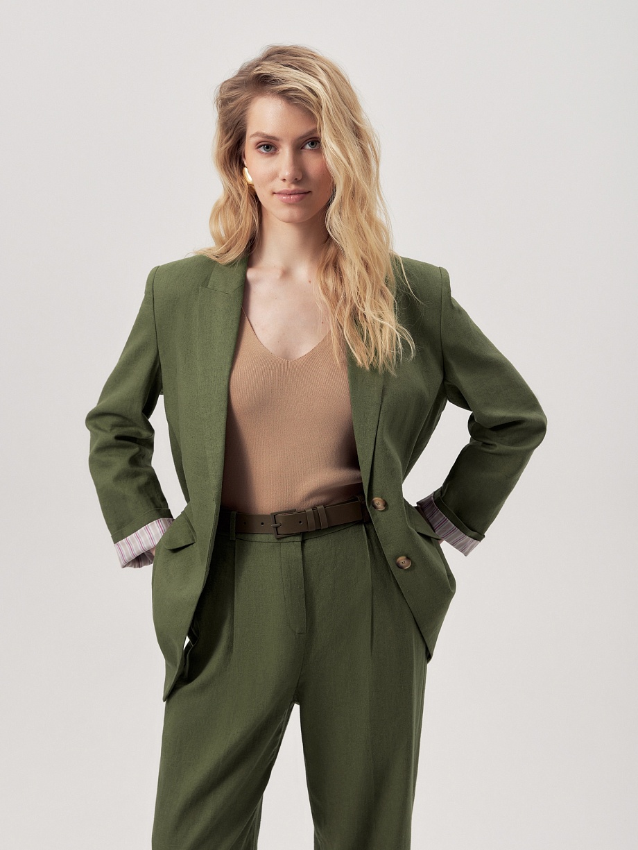 Прямой жакет из смесового льна