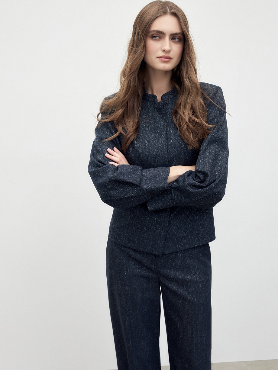 Жакет из костюмной ткани с имитацией джинсы