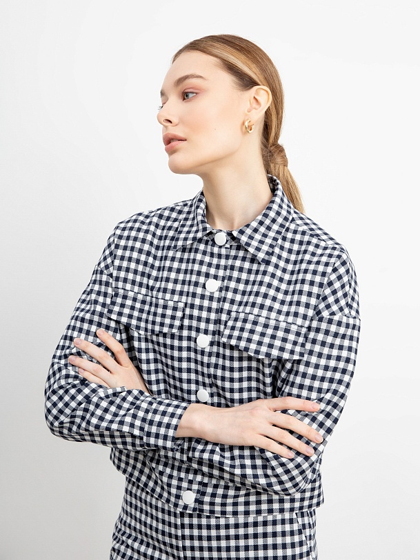 Жакет женский укороченный в клетку виши