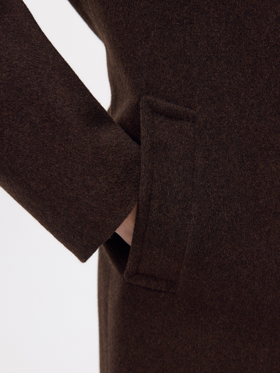 Пальто из шерсти с мембраной, утеплённой спинкой и съёмным капюшоном