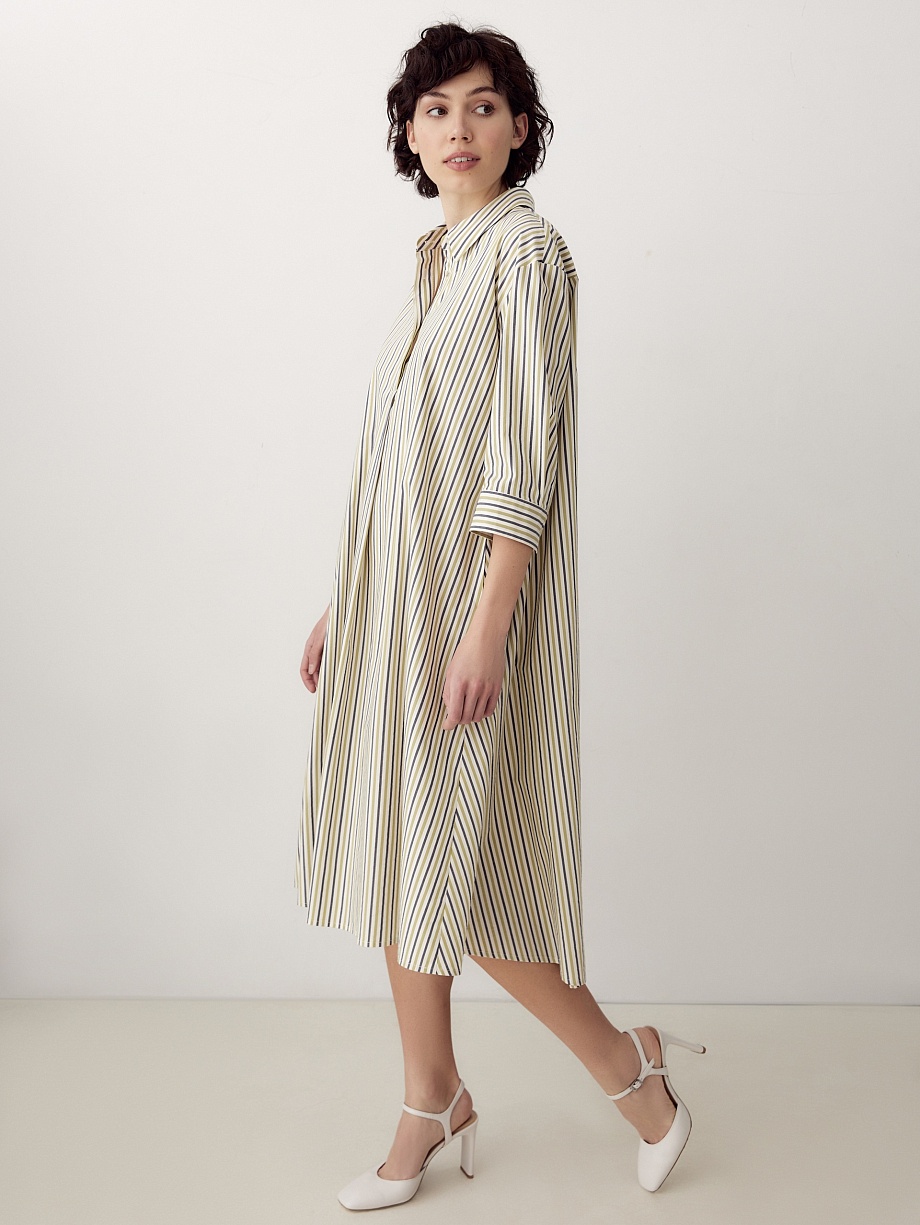 Платье-рубашка в разноцветную полоску