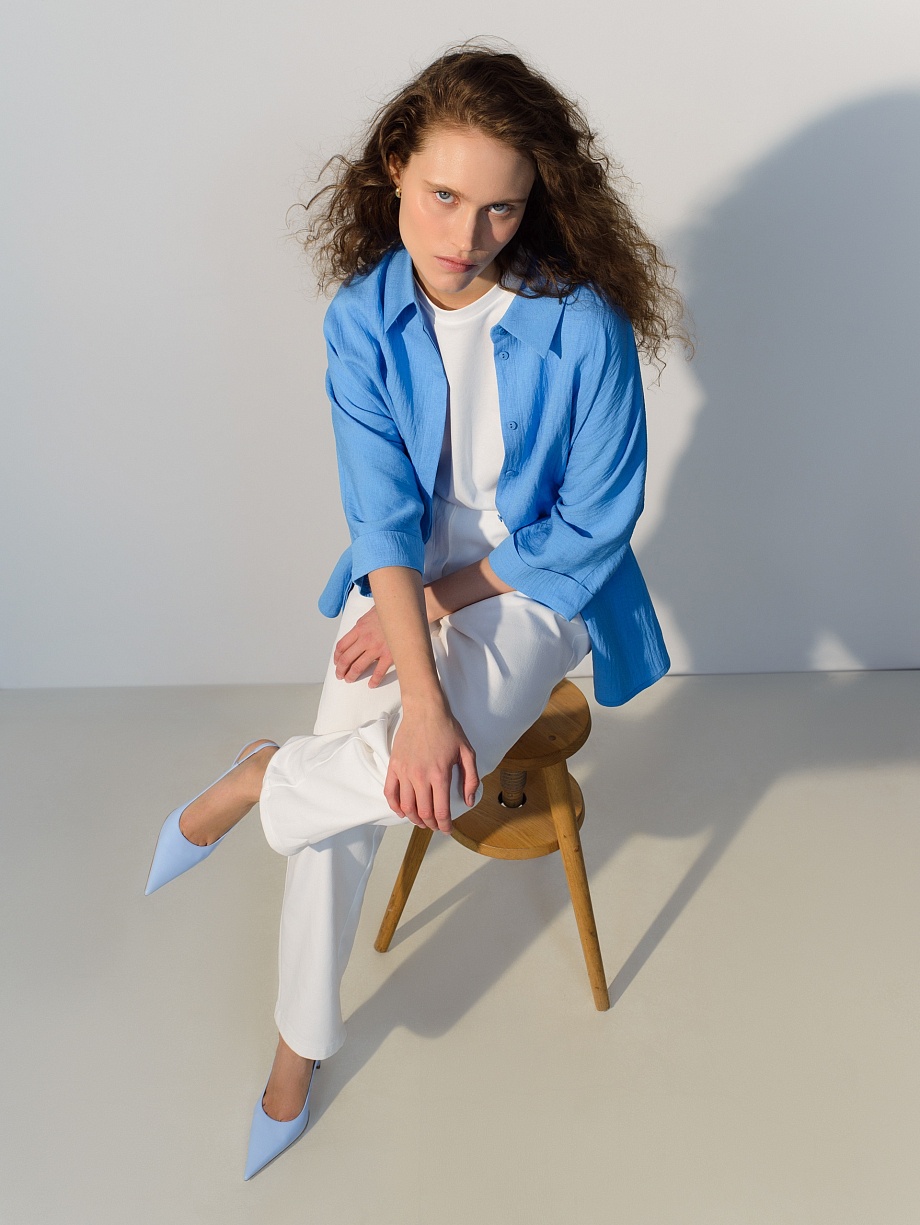 Укороченные белые джинсы из хлопка