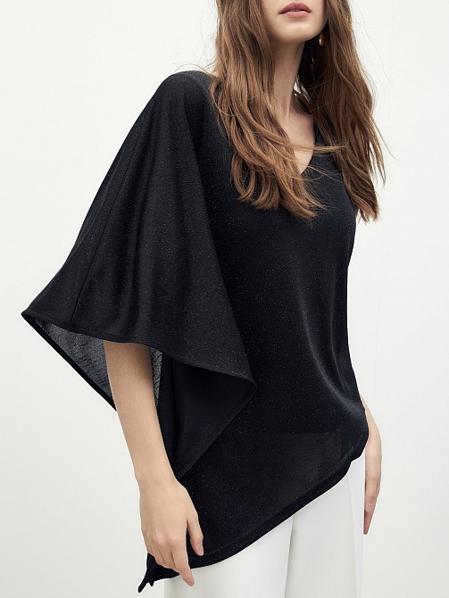 Асимметричная блуза из трикотажа с люрексом