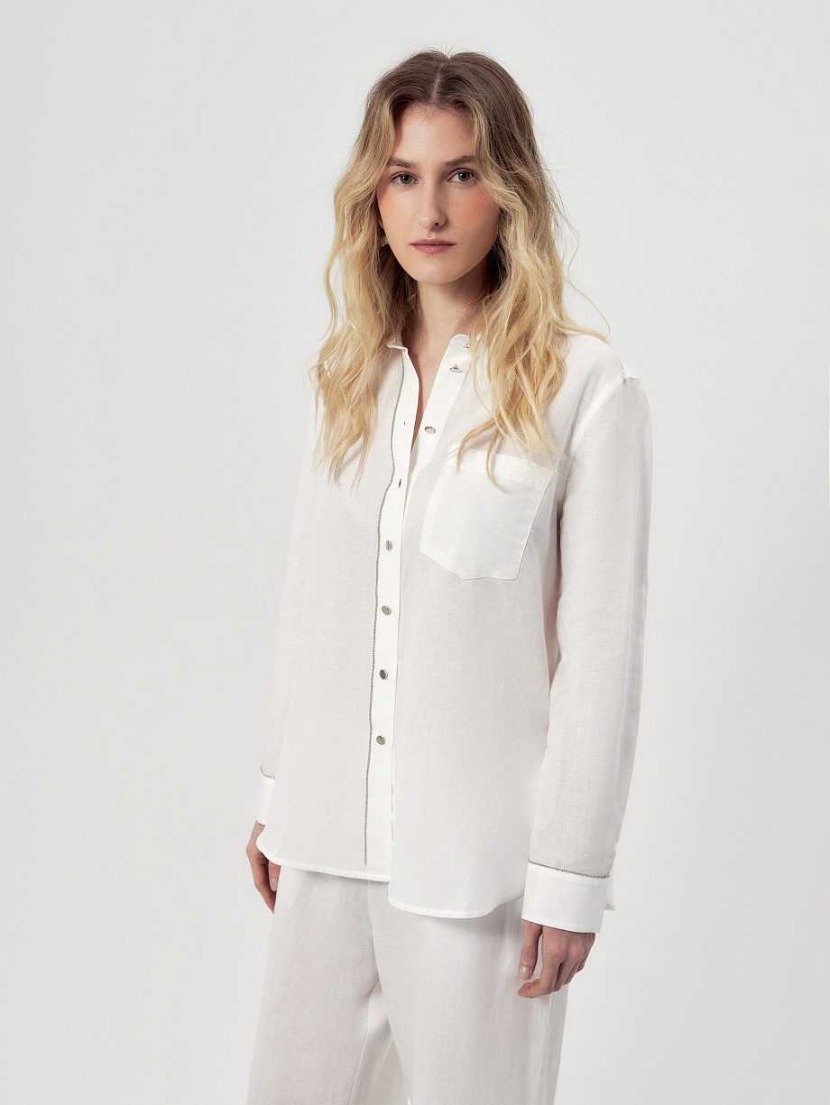 Рубашка из хлопка и льна с цепочкой мониль