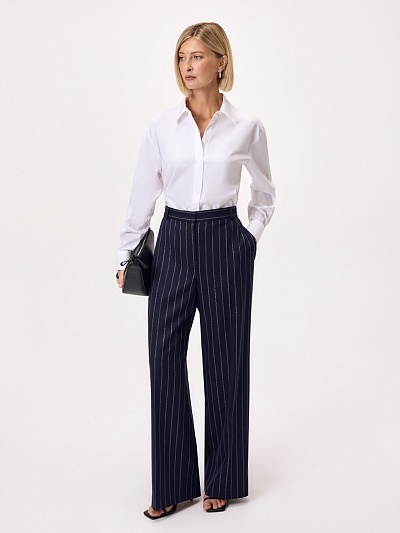 Брюки из костюмной ткани с полосками люрекса POMPA