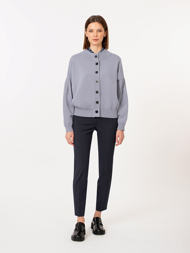 Кардиган трикотажный серо-голубой