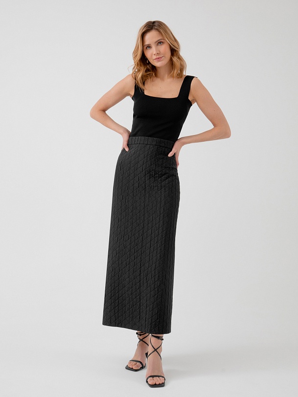 Прямая юбка макси из стеганой ткани