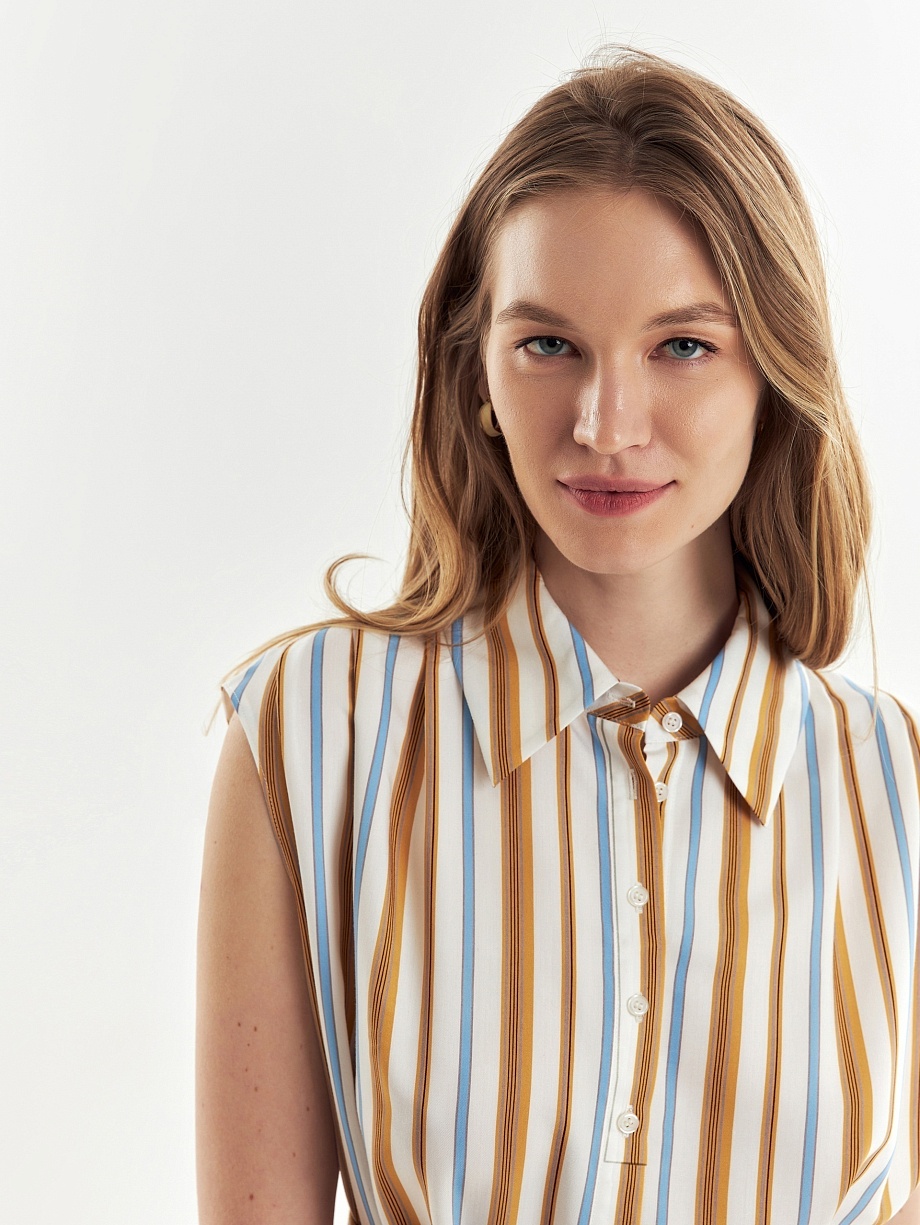 Летнее платье-халат в полоску