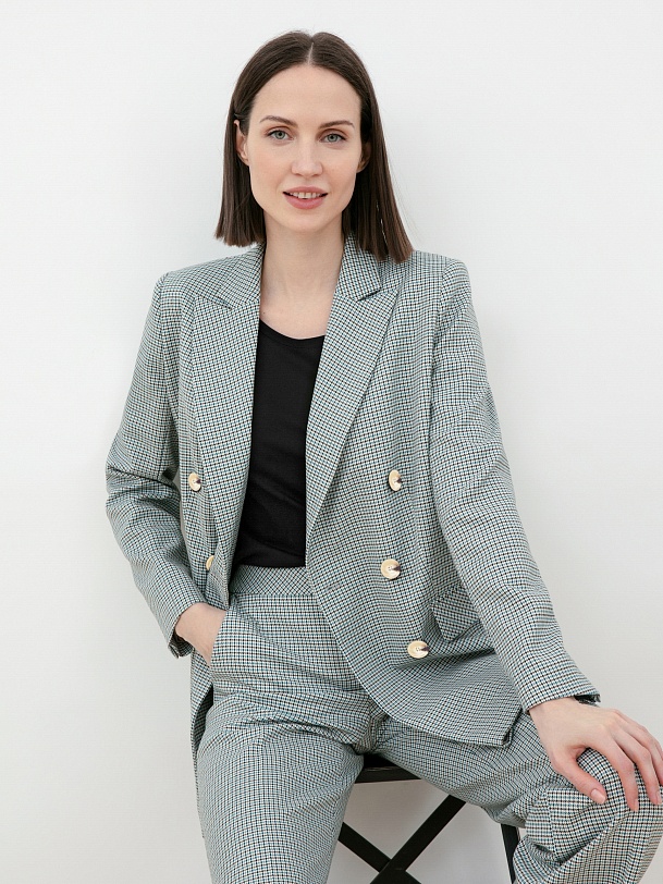 Пиджак женский серый двубортный