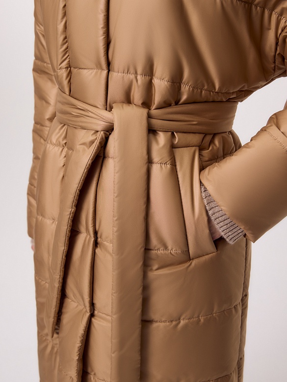 Утепленное стеганое женское пальто с мембраной POMPA арт.1013750i60007