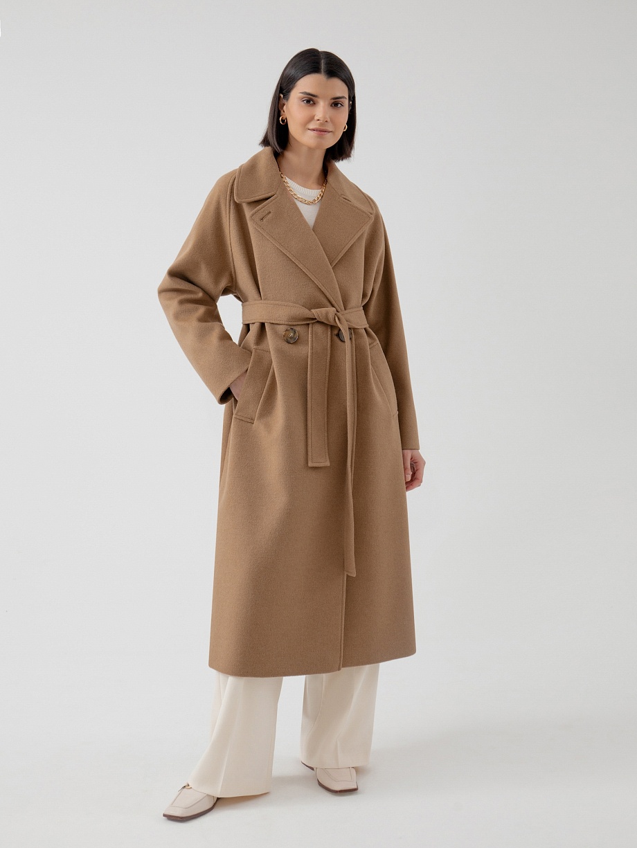 Шерстяное демисезонное пальто с мембраной