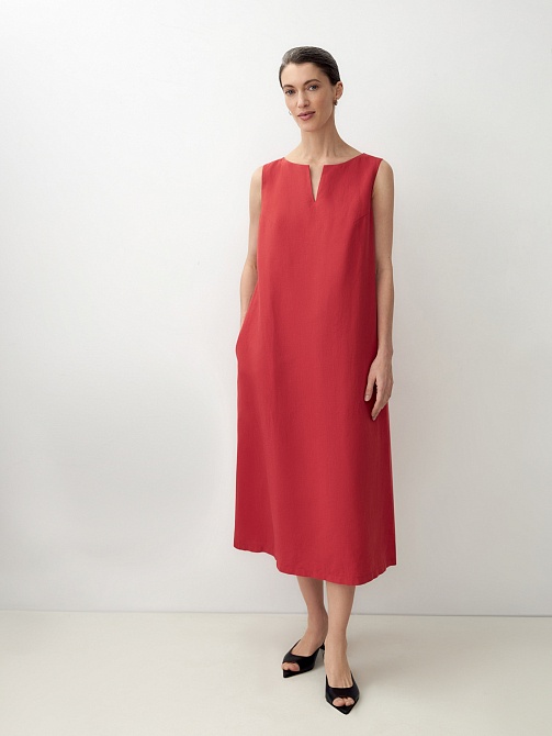 Летнее платье из льна и хлопка